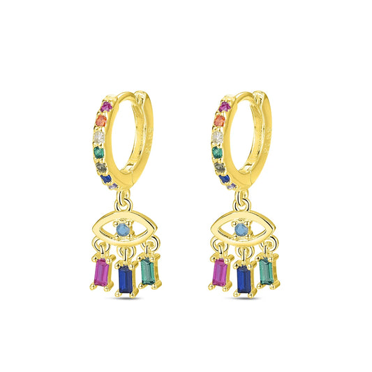Pendientes Mystic Rainbow plata baño en oro de 18kt