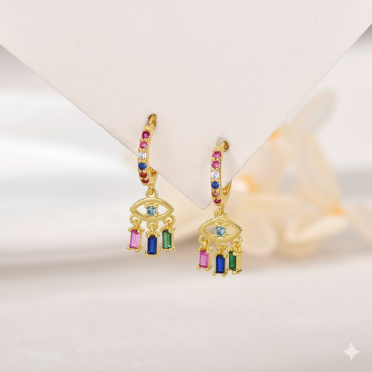 Pendientes Mystic Rainbow plata baño en oro de 18kt