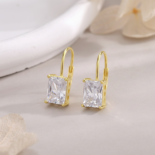 Pendientes Crystal Frame plata baño en oro de 18kt
