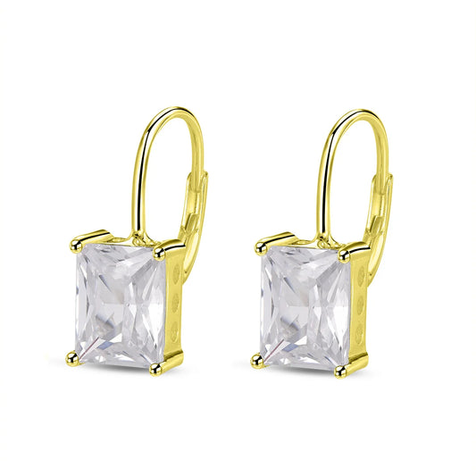 Pendientes Crystal Frame plata baño en oro de 18kt