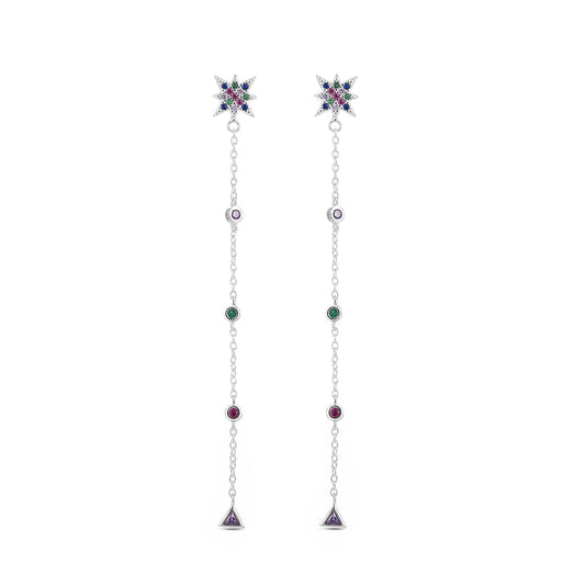 Pendientes largos Cosmic Drops plata