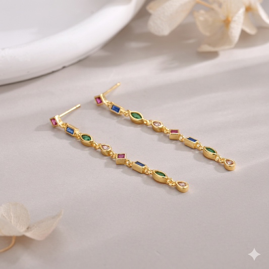 Pendientes Gem Drops plata baño en oro de 18kt