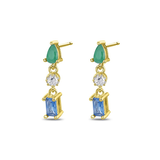 Pendientes Gem Drops plata baño en oro de 18kt