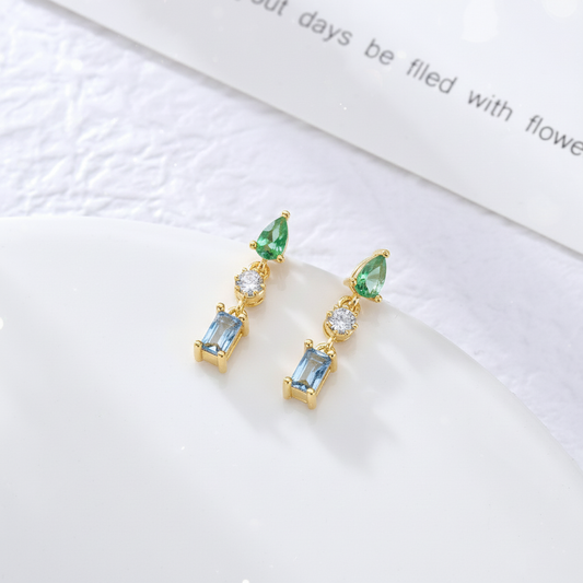 Pendientes Gem Drops plata baño en oro de 18kt