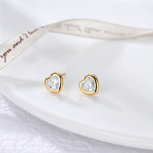 Pendientes Sweet Heart plata baño en oro de 18kt