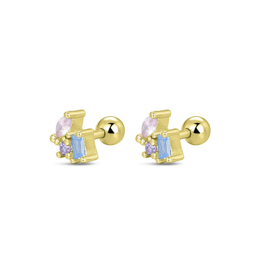 Pendientes Color Pop Mini plata baño en oro de 18kt