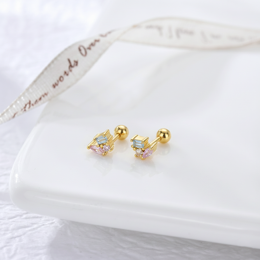 Pendientes Color Pop Mini plata baño en oro de 18kt