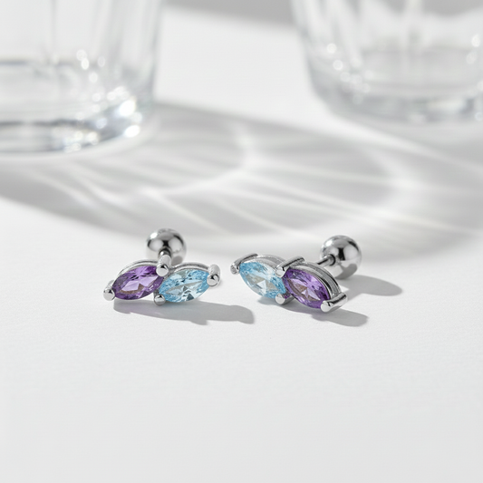 Pendientes Color Duo Mini plata