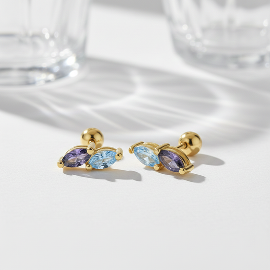 Pendientes Color Duo Mini plata baño en oro de 18kt