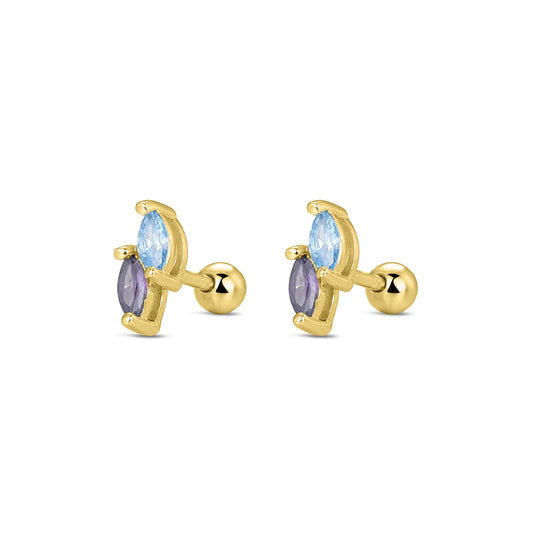 Pendientes Color Duo Mini plata baño en oro de 18kt