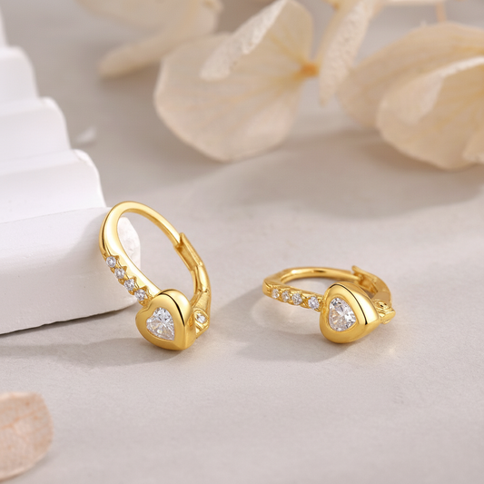 Pendientes Heart Glow plata baño en oro de 18kt