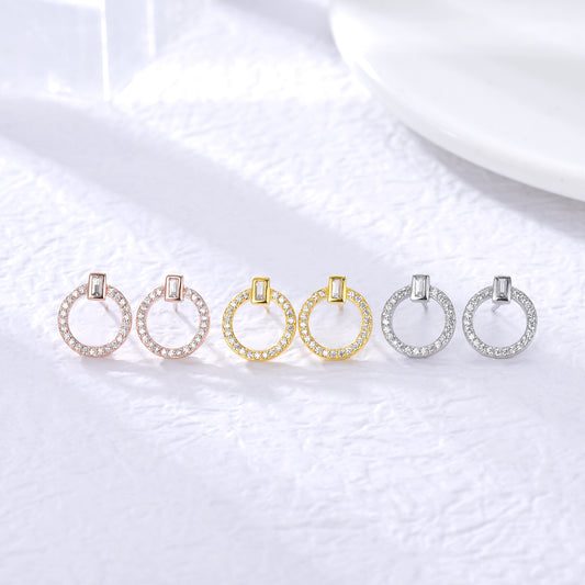 Pendientes Circle Light plata baño en oro de 18kt