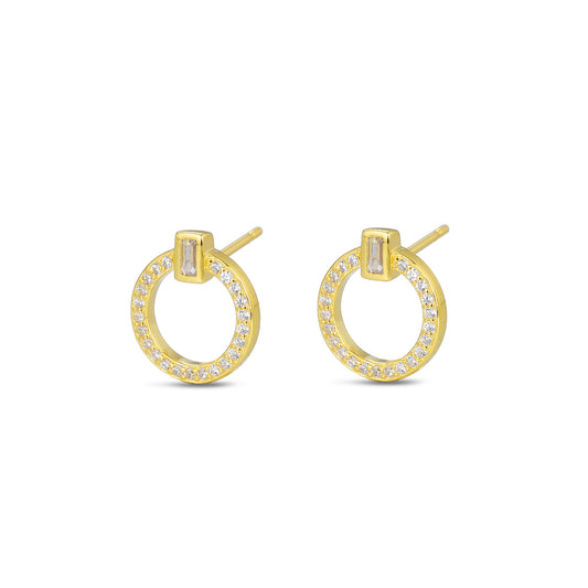 Pendientes Circle Light plata baño en oro de 18kt
