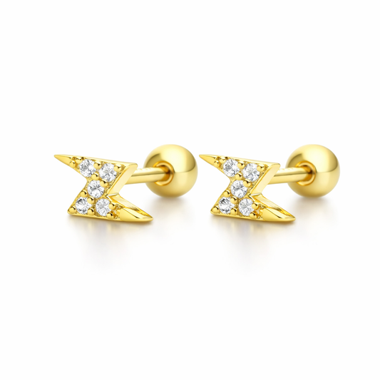Pendientes Rayo Mini baño en oro de 18kt
