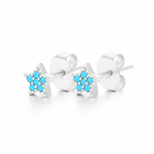 Pendientes Star Pop Mini turquesa plata