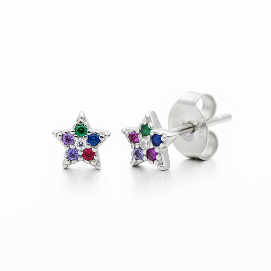 Pendientes Star Pop Mini multicolor plata
