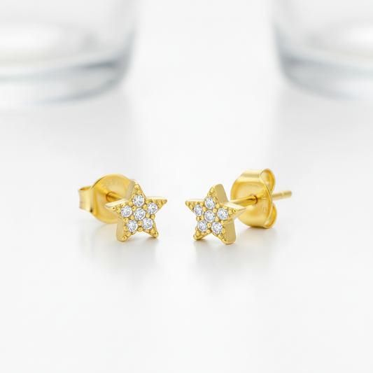 Pendientes Star Pop Mini baño en oro de 18kt