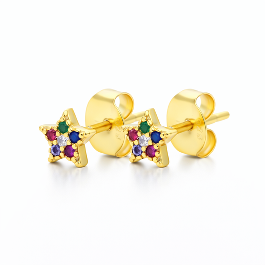 Pendientes Star Pop Mini multicolor baño en oro de 18kt
