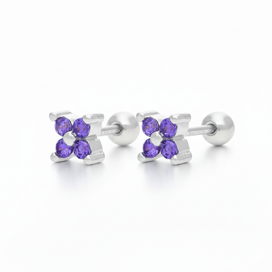 Pendientes Shine Mini morado plata