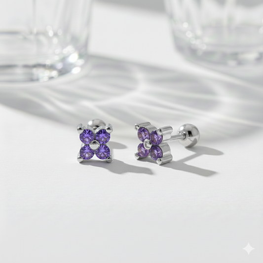 Pendientes Shine Mini morado plata