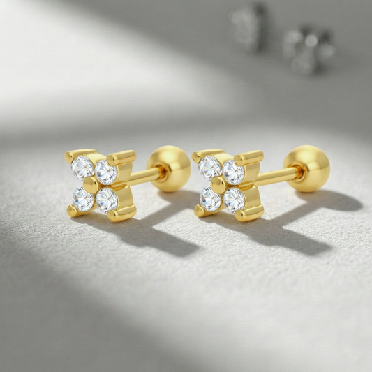 Pendientes Shine Mini baño en oro de 18kt