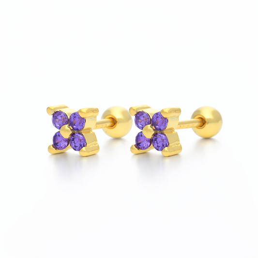 Pendientes Shine Mini morado baño en oro de 18kt
