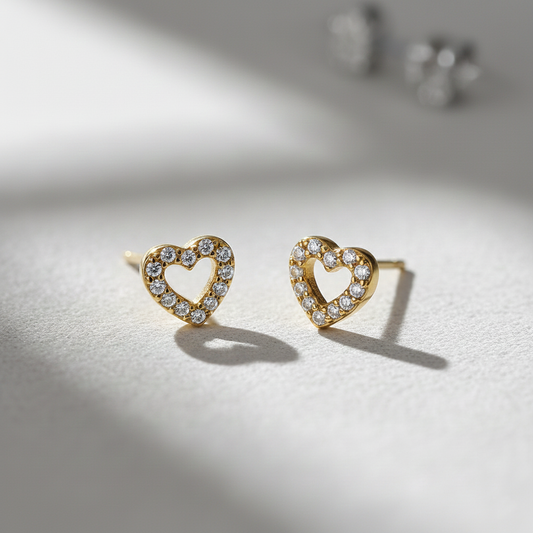 Pendientes Heart Shine baño en oro de 18kt