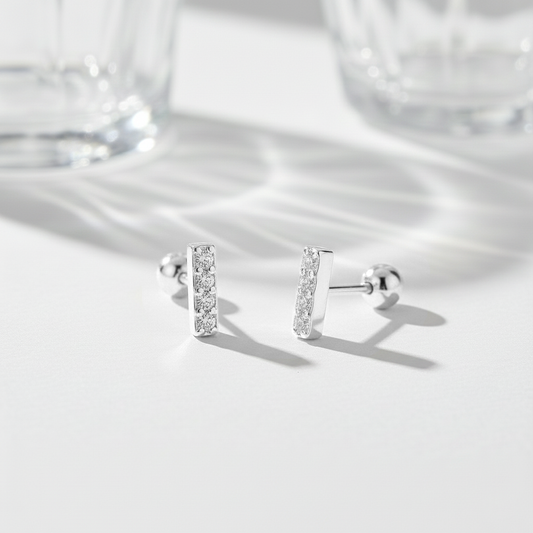 Pendientes Line Spark Mini plata