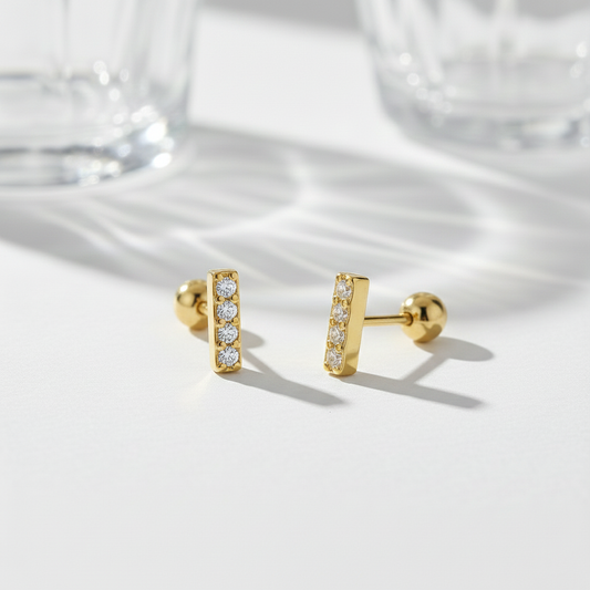Pendientes Line Spark Mini baño en oro de 18kt