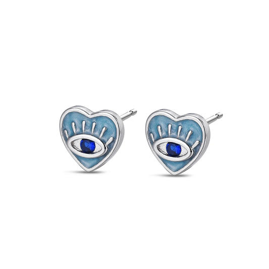 Pendientes Corazón Ojo Turco plata 925