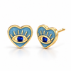 Pendientes Corazón Ojo Turco plata 925 baño en oro de 18kt