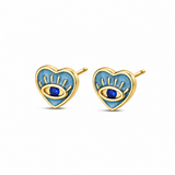 Pendientes Corazón Ojo Turco plata 925 baño en oro de 18kt