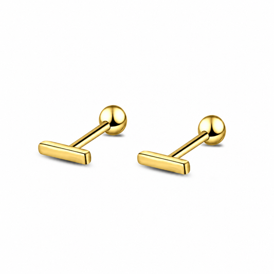 Pendientes Barra Slim plata 925 baño en oro de 18kt