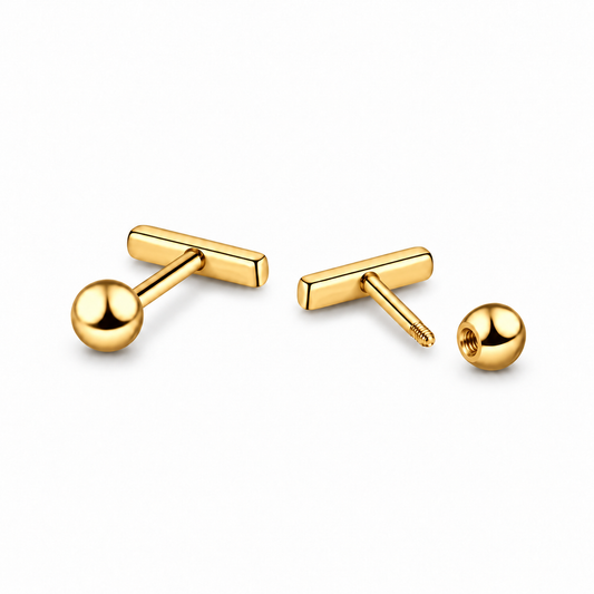Pendientes Barra Slim plata 925 baño en oro de 18kt