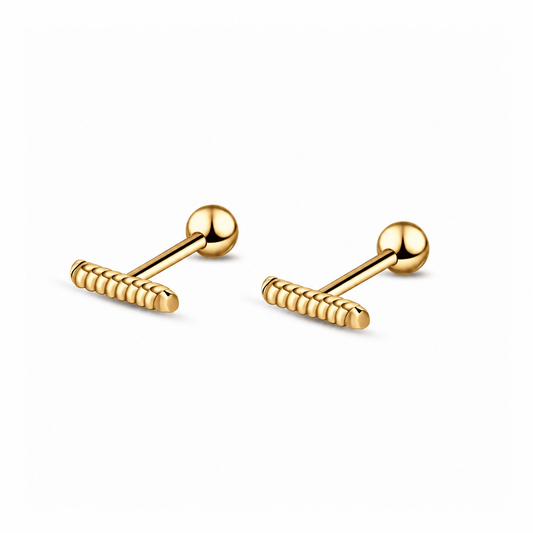 Pendientes Barra Twist baño en oro de 18kt