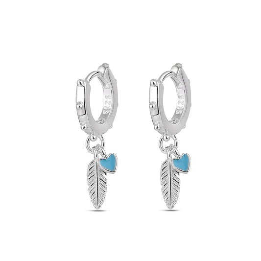 Pendientes Pluma Free turquesa plata 925
