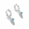 Pendientes Pluma Free turquesa plata 925