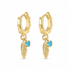 Pendientes Pluma Free turquesa baño en oro de 18kt