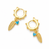 Pendientes Pluma Free turquesa baño en oro de 18kt