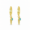 Pendientes Pluma Free turquesa baño en oro de 18kt