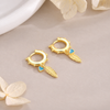 Pendientes Pluma Free turquesa baño en oro de 18kt