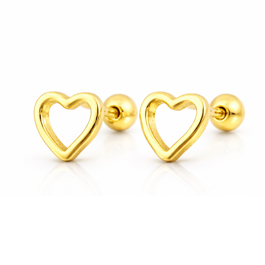 Pendientes Soft Heart baño en oro de 18kt