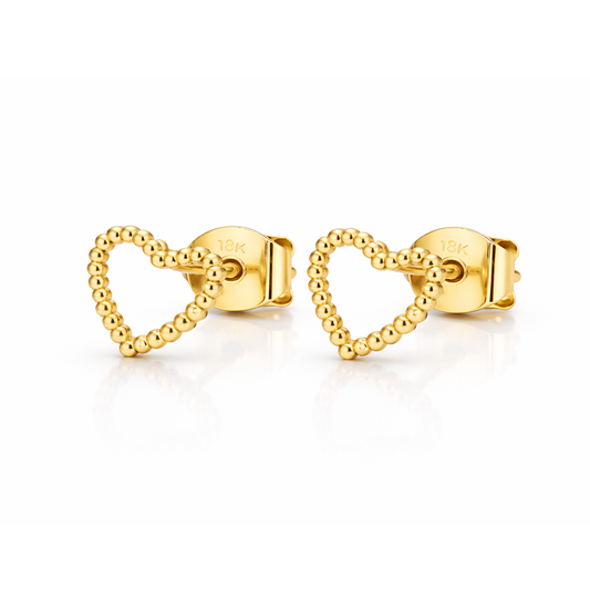 Pendientes Bubble Heart baño en oro de 18kt
