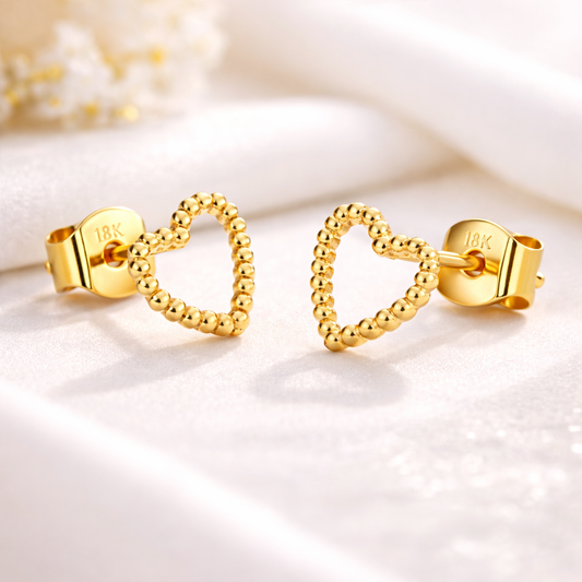 Pendientes Bubble Heart baño en oro de 18kt