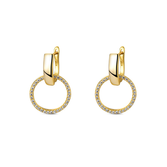 Pendientes Circle Shine plata baño en oro de 18kt
