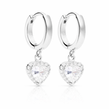 Pendientes de aro Sweet Drop Heart plata