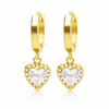 Pendientes de aro Sweet Drop Heart baño en oro de 18kt