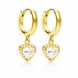 Pendientes de aro Sweet Drop Heart baño en oro de 18kt