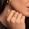 Anillo line cruzado plata baño en oro de 18kt