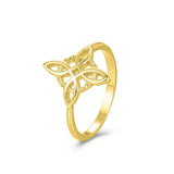 Anillo Nudo de Bruja plata baño en oro de 18kt